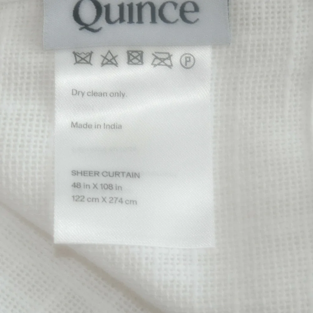 Quince WHITE Cotton Semi-Sheer 2 Panel Curtains Set 48